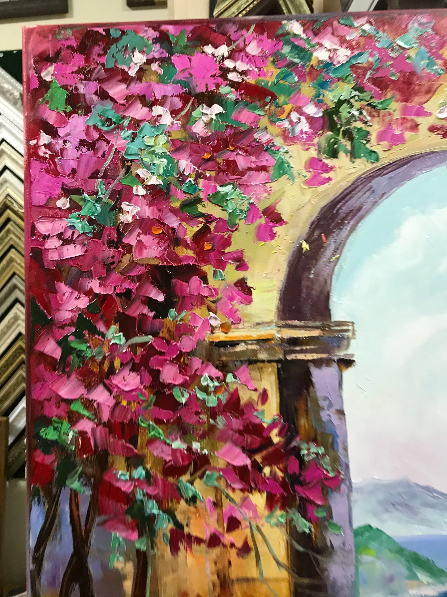 Positano Italy Painting on Canvas Italian Villa Painting Italian Coast Art Amalfi Coast oil Painting Original Italian Garden Wall Art