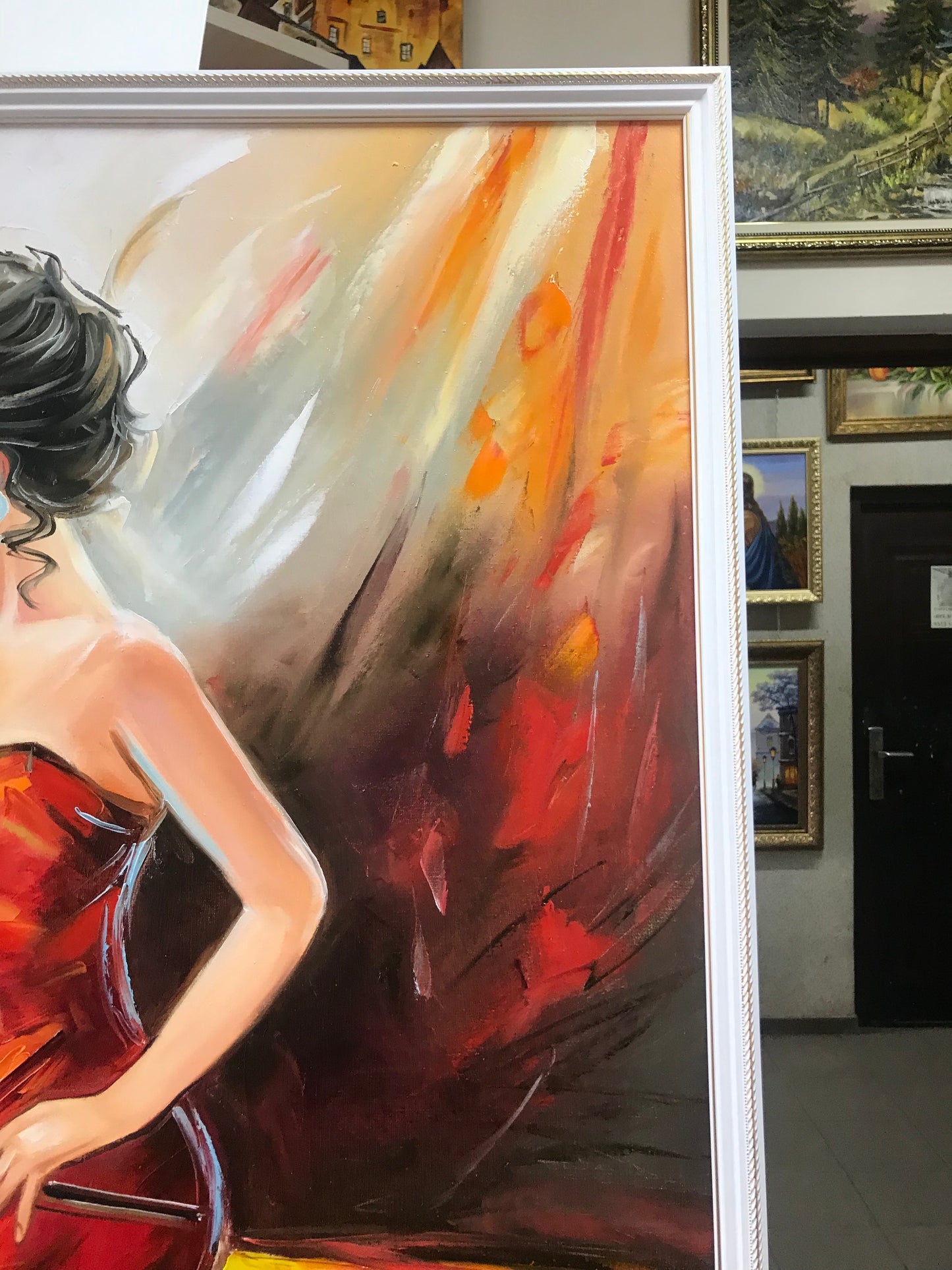 Woman Playing Cello Painting on Canvas Classical Music Player Framed Wall Art Girl with Cello Oil Painting Music Artwork