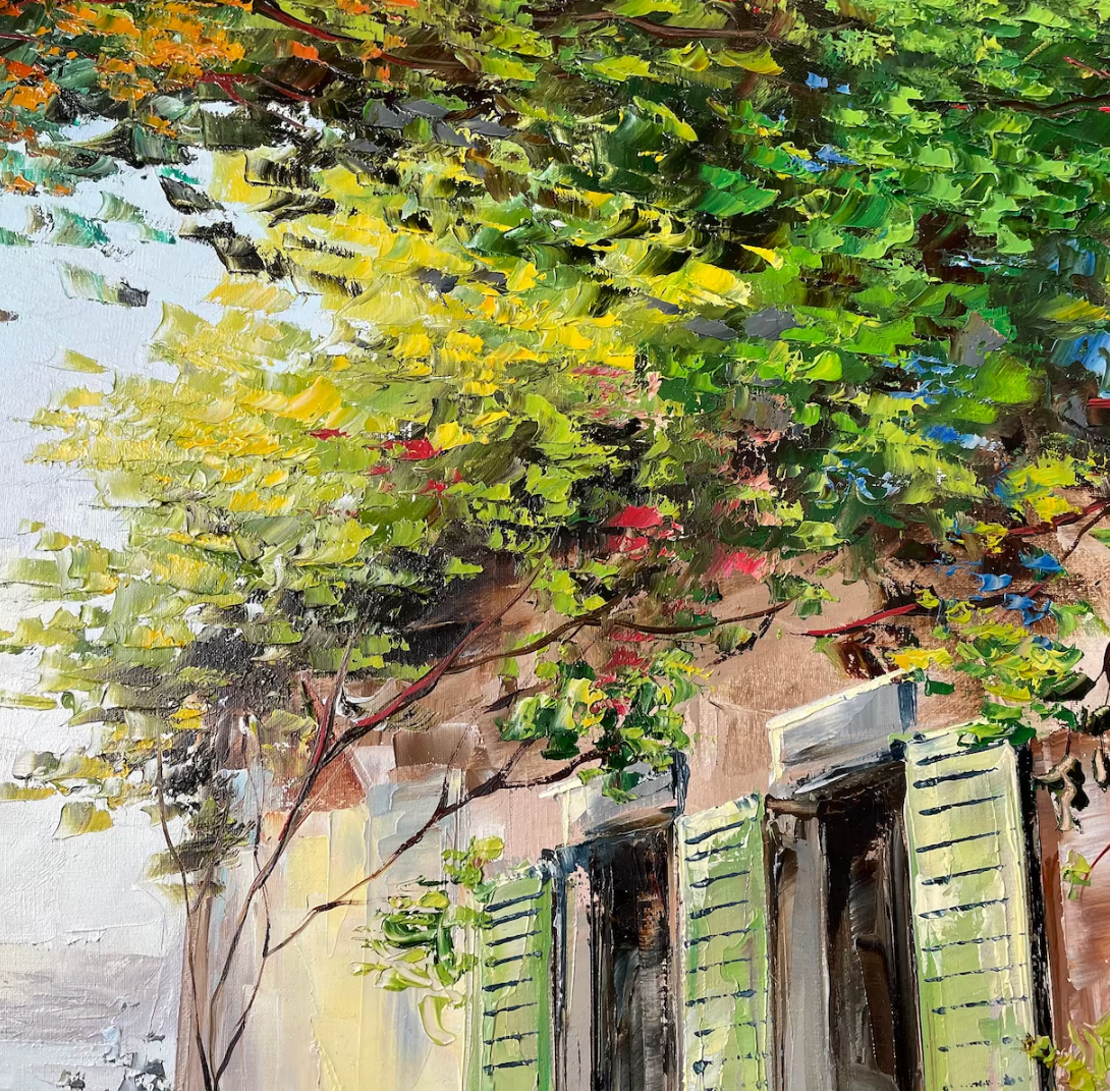 Amalfi Coast Oil Painting on Canvas Italian Villa Framed Art Positano Coast Italy Paintings Original Italian Scenery Wall Art