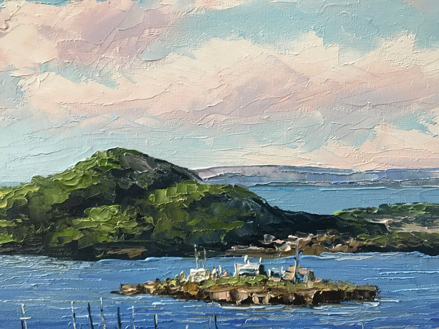 San Francisco Cable Car Painting, Alcatraz Island Canvas Art, California Landscape Oil Painting