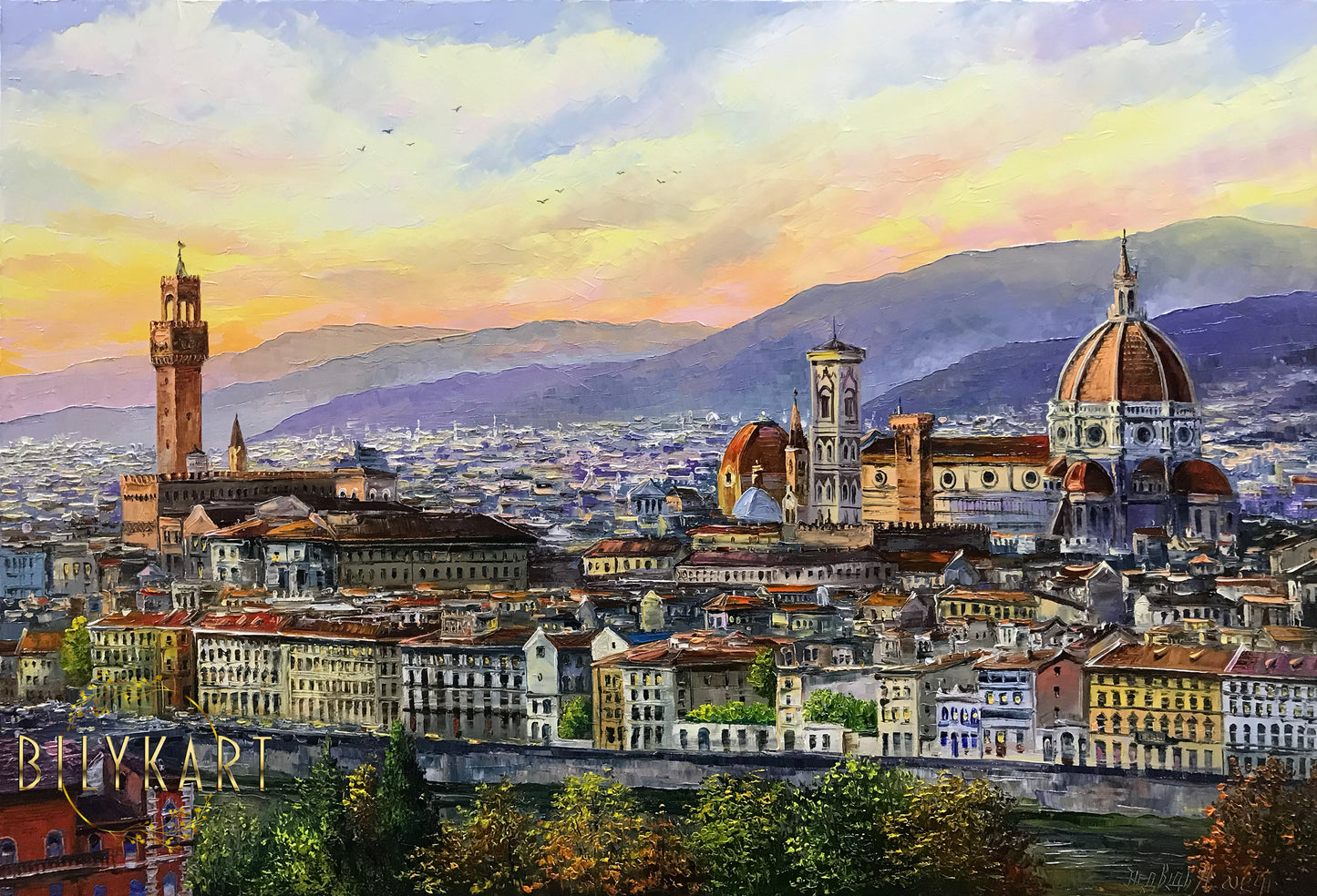 Florence Painting on Canvas Florence Art Work Italian City Painting Original Oil Paintings of Florence Italy Wall Art Painting for Sale