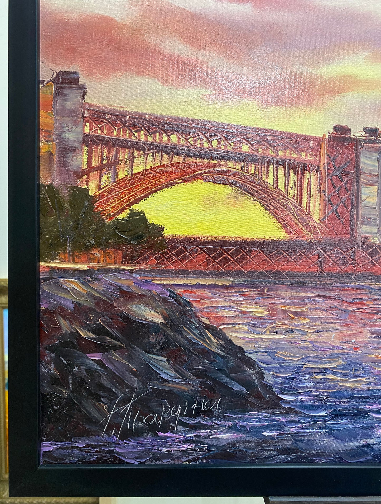 Golden Gate Bridge Oil Painting Original San Francisco Painting on Canvas SF Golden Gate Bridge at Night Wall Art