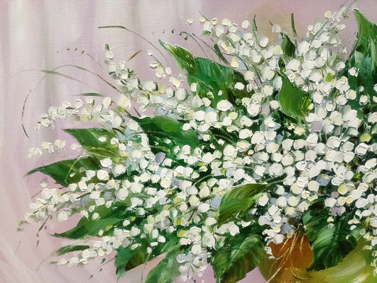 Lily of the Valley Painting Spring Flowers Wall Art Dining Room Decor For Walls Textured Flower Painting Lillies Of The Valley Wall Decor