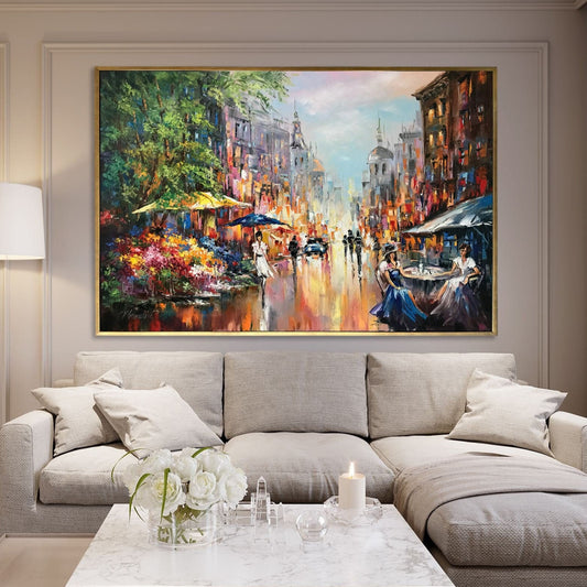 Ukraine City Oil Painting Original Art Work Lviv Ukraine Oil Painting Landscape European City Street Painting Canvas Support Ukraine Artist