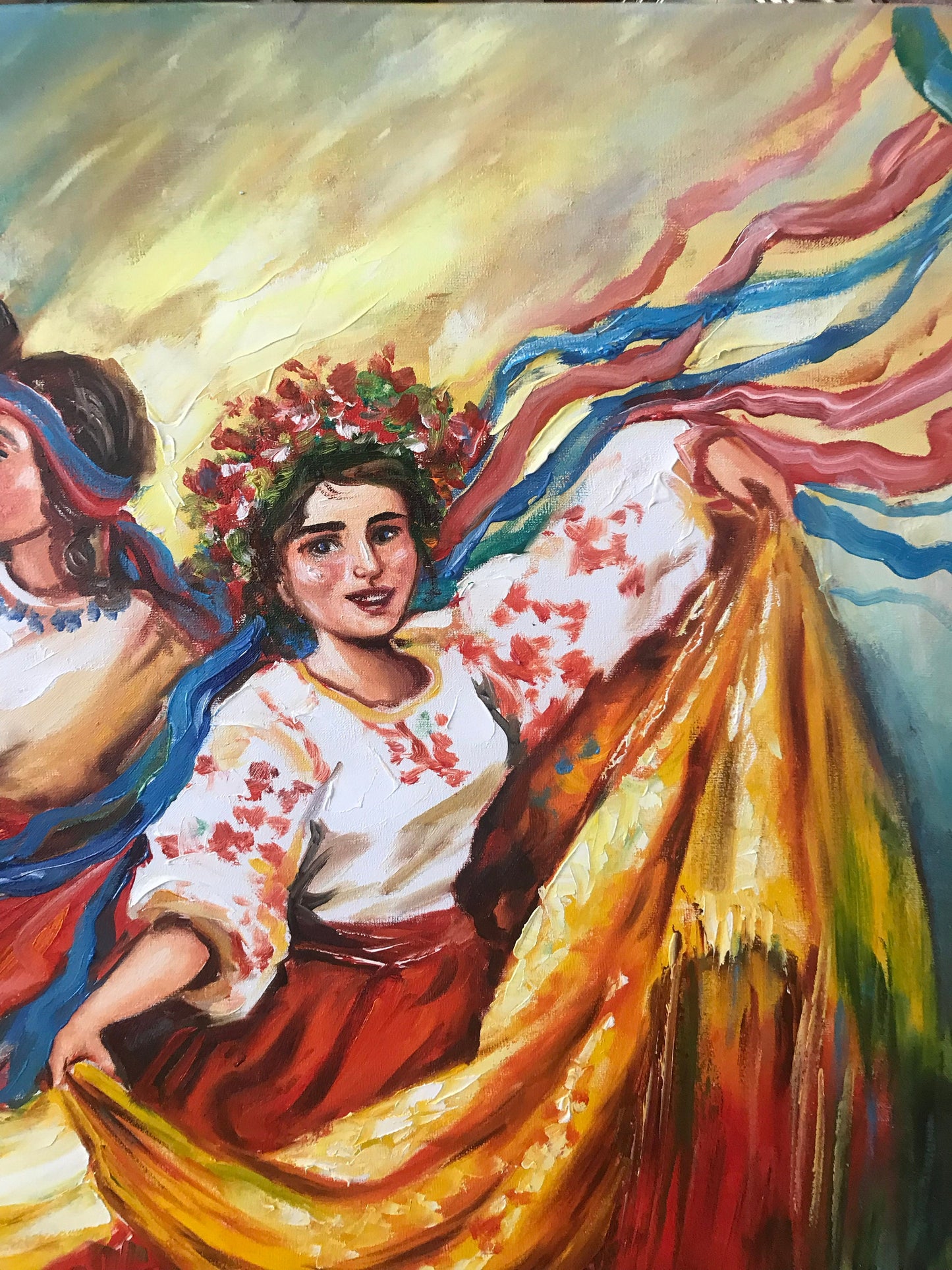Ukrainian Girl Painting Original Ukrainian Painting on Canvas Pro Ukraine Wall Decor Ukraine Artist Paintings Modern Ukrainian Folk Art