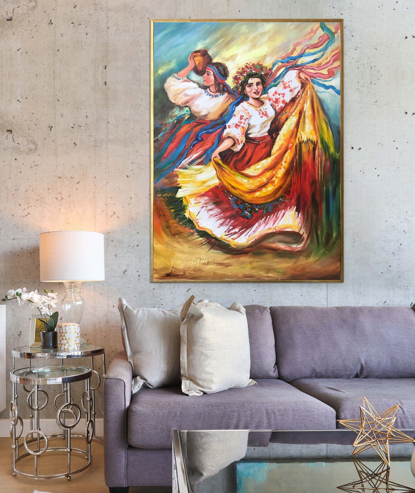 Ukrainian Girl Painting Original Ukrainian Painting on Canvas Pro Ukraine Wall Decor Ukraine Artist Paintings Modern Ukrainian Folk Art