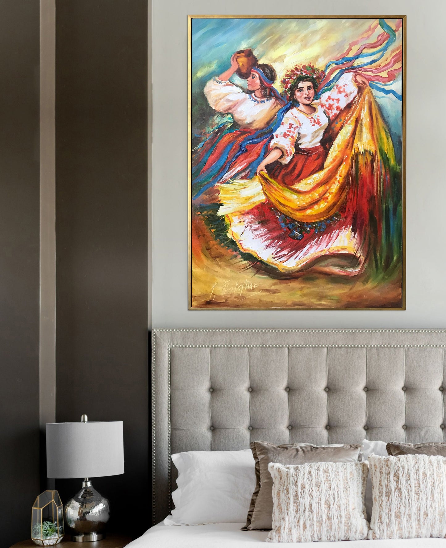 Ukrainian Girl Painting Original Ukrainian Painting on Canvas Pro Ukraine Wall Decor Ukraine Artist Paintings Modern Ukrainian Folk Art