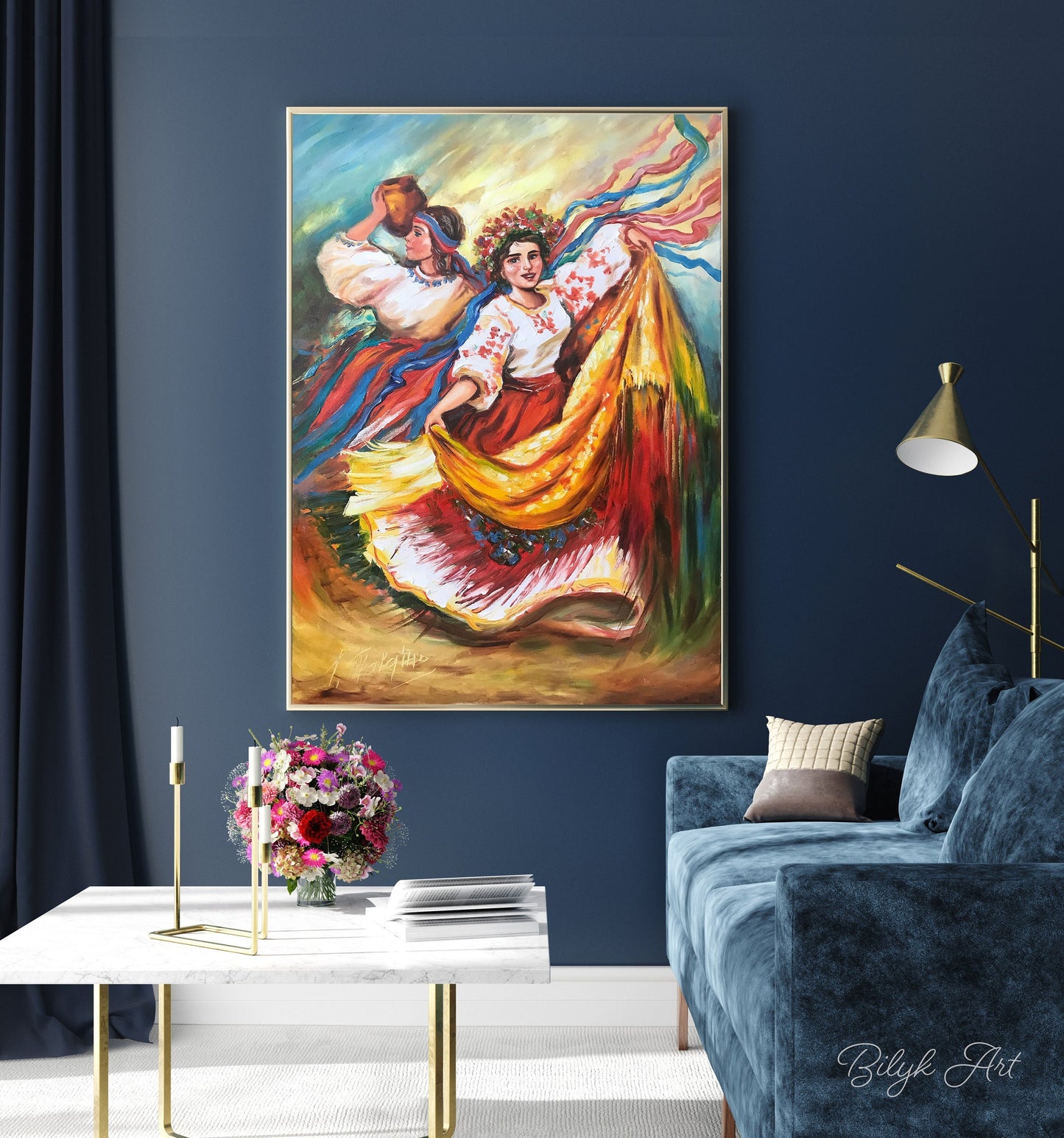 Ukrainian Girl Painting Original Ukrainian Painting on Canvas Pro Ukraine Wall Decor Ukraine Artist Paintings Modern Ukrainian Folk Art