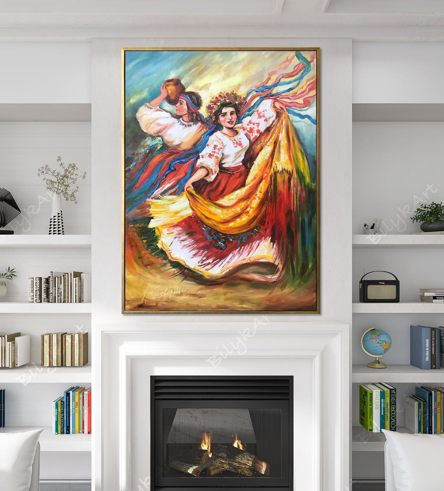 Ukrainian Girl Painting Original Ukrainian Painting on Canvas Pro Ukraine Wall Decor Ukraine Artist Paintings Modern Ukrainian Folk Art