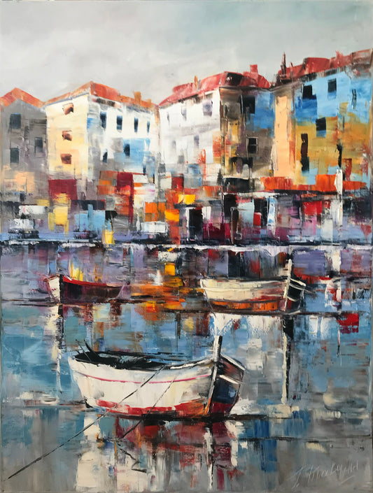 Abstract Sail Boat Painting Original Sailboat Modern Art Yacht Painting Original Boat Art Denmark Painting on Canvas Copenhagen Art