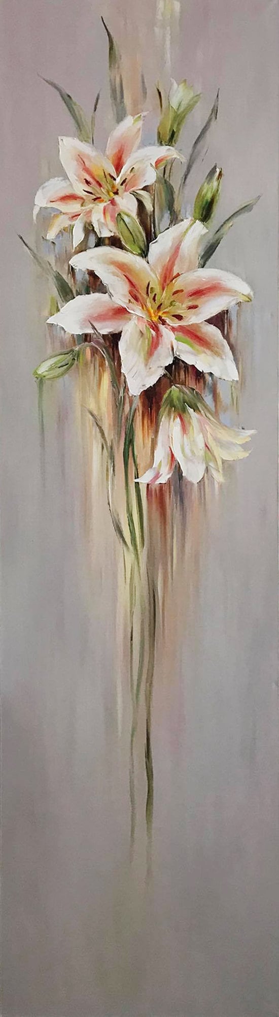 Long Narrow Wall Art Abstract Floral Oil Painting 2 Piece Wall Art 2 Floral Paintings Set of Two Long Paintings Vertical Narrow Wall Decor