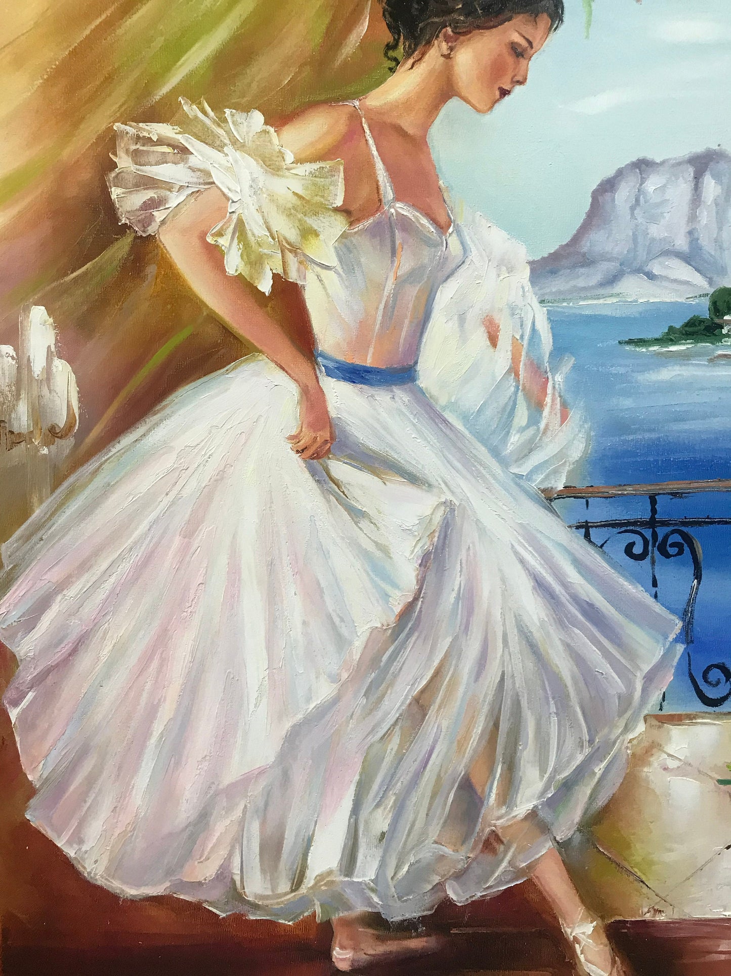 Ballerina Painting Original Ballet Dancer Painting on Canvas Ballerina Wall Art Bridgerton Painting Framed Dance Studio Decor Ballet Art