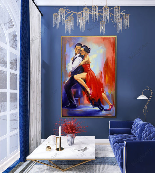 Dancing Couple Oil Painting Original Flamenco Dancer Romantic Painting for Bedroom Dance Art Couple in Love Art Romantic Couple Wall Art