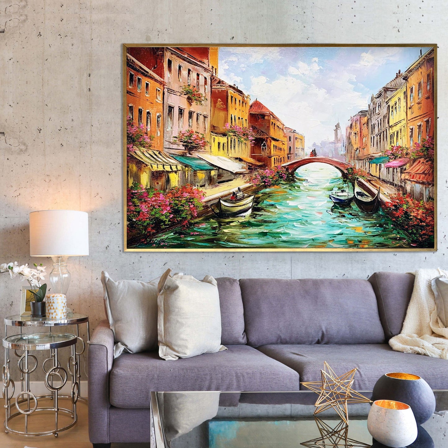 Venice Oil Painting Italy Canvas Art Venetian Painting Italian Artwork Venetian Art Italian Wall Art Decor Original Venice Canal Painting