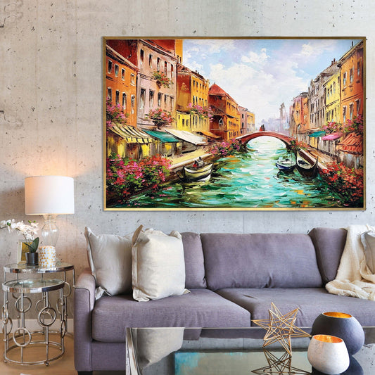 Venice Oil Painting Italy Canvas Art Venetian Painting Italian Artwork Venetian Art Italian Wall Art Decor Original Venice Canal Painting