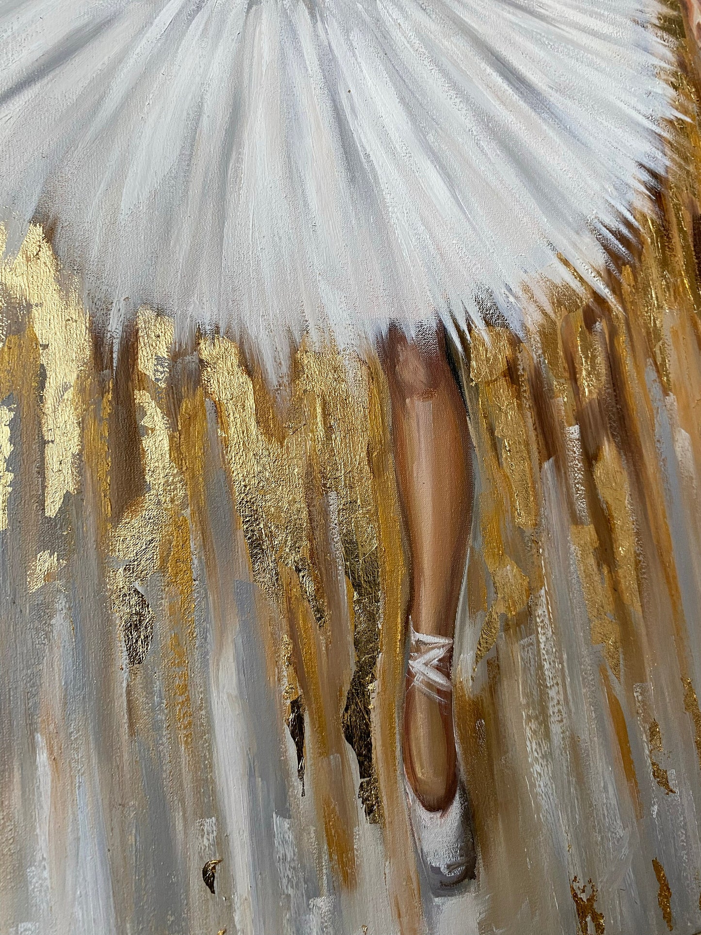 Abstract Dancing Ballerina Oil Painting Original Gold Leaf Ballerina Wall Art Dancing Girl Painting Ballet Dance Wall Decor Ballet Painting