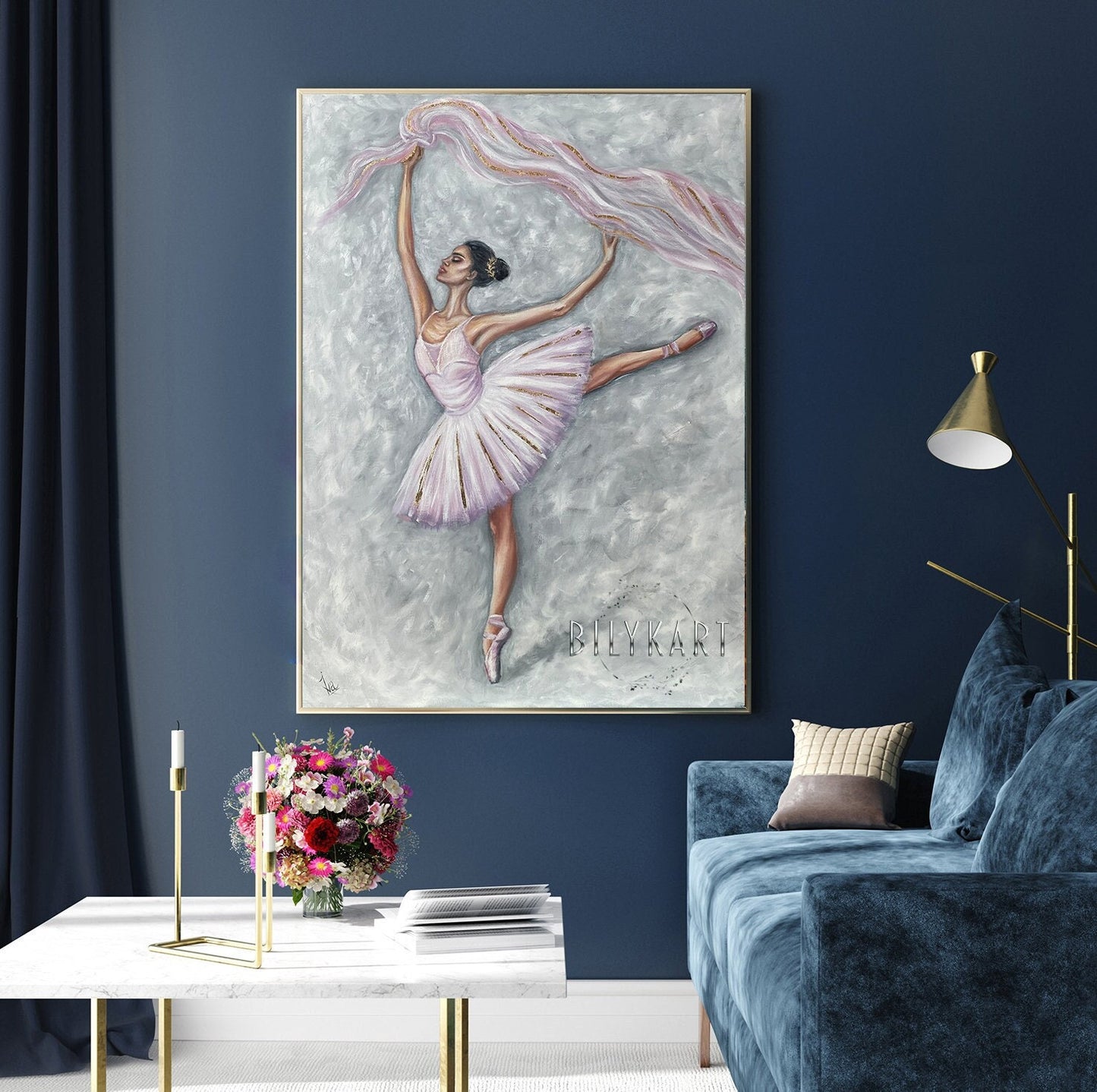 Ballerina Girl Painting on Canvas Dancing Ballerina Painting Girl in Pink Dress Ballet Artwork Original Oil Paintings of Ballerina Gifts