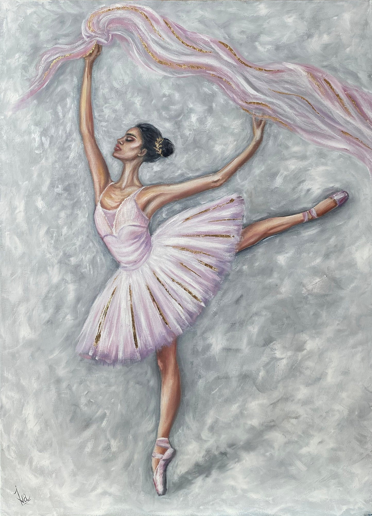 Ballerina Girl Painting on Canvas Dancing Ballerina Painting Girl in Pink Dress Ballet Artwork Original Oil Paintings of Ballerina Gifts