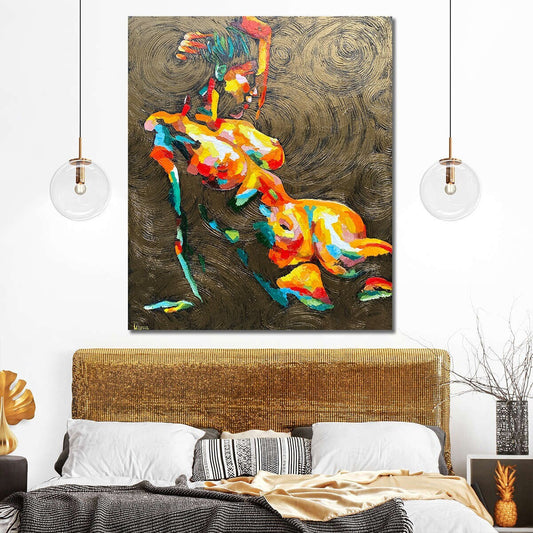 Nude Woman Oil Painting Original | Sensual Female Body Artwork for Bedroom