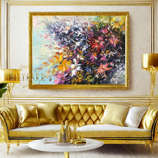 Abstract Flower Painting On Canvas Modern Floral Artwork Colorful Flowers Wall Art Textured Flower Painting Floral Abstract Contemporary Art