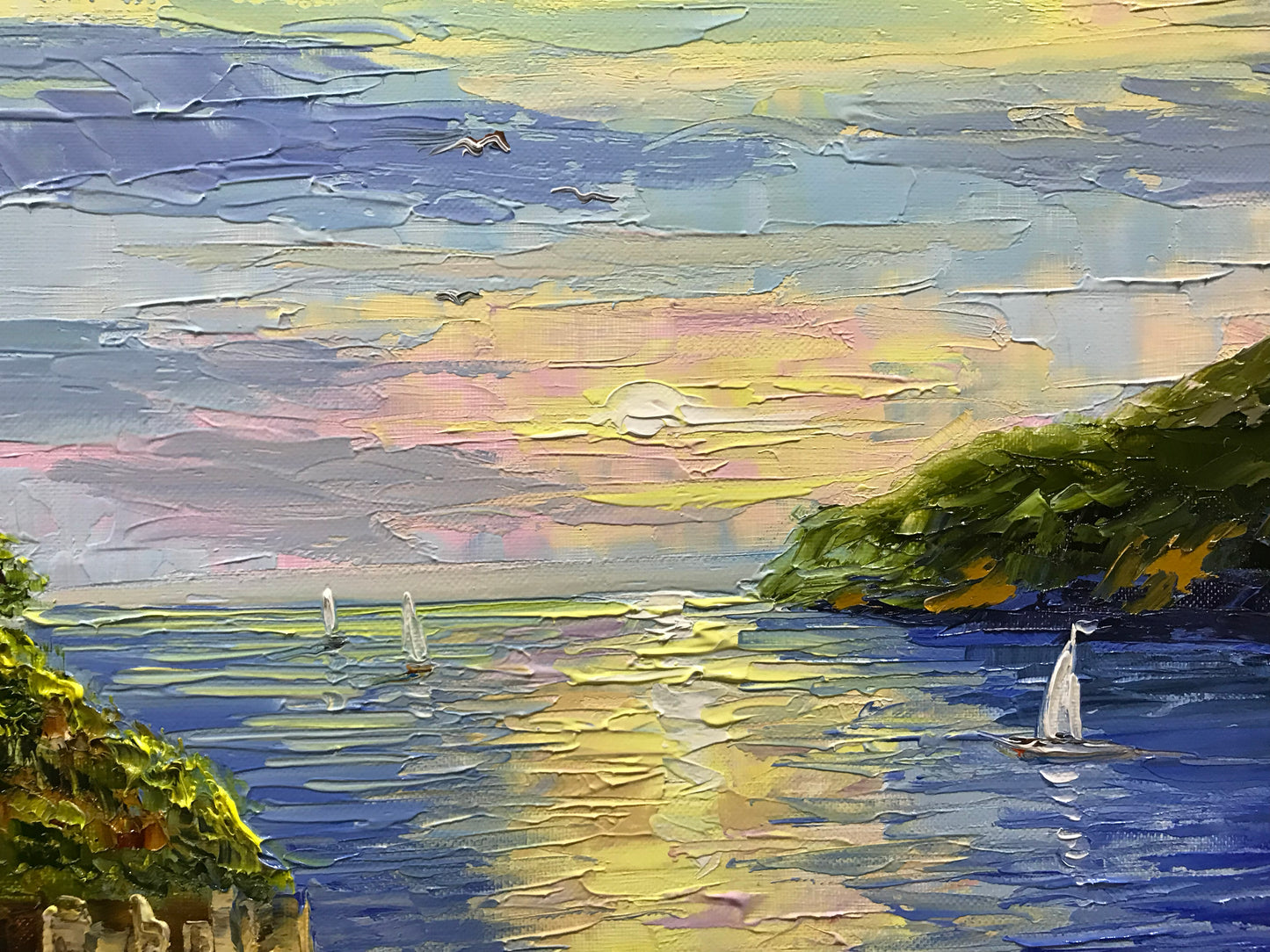 Manarola Cinque Terre Painting on Canvas Italy Oil Painting Italian Landscape Wall Art Italian Village Sunset at Cinque Terre Italy Paintings