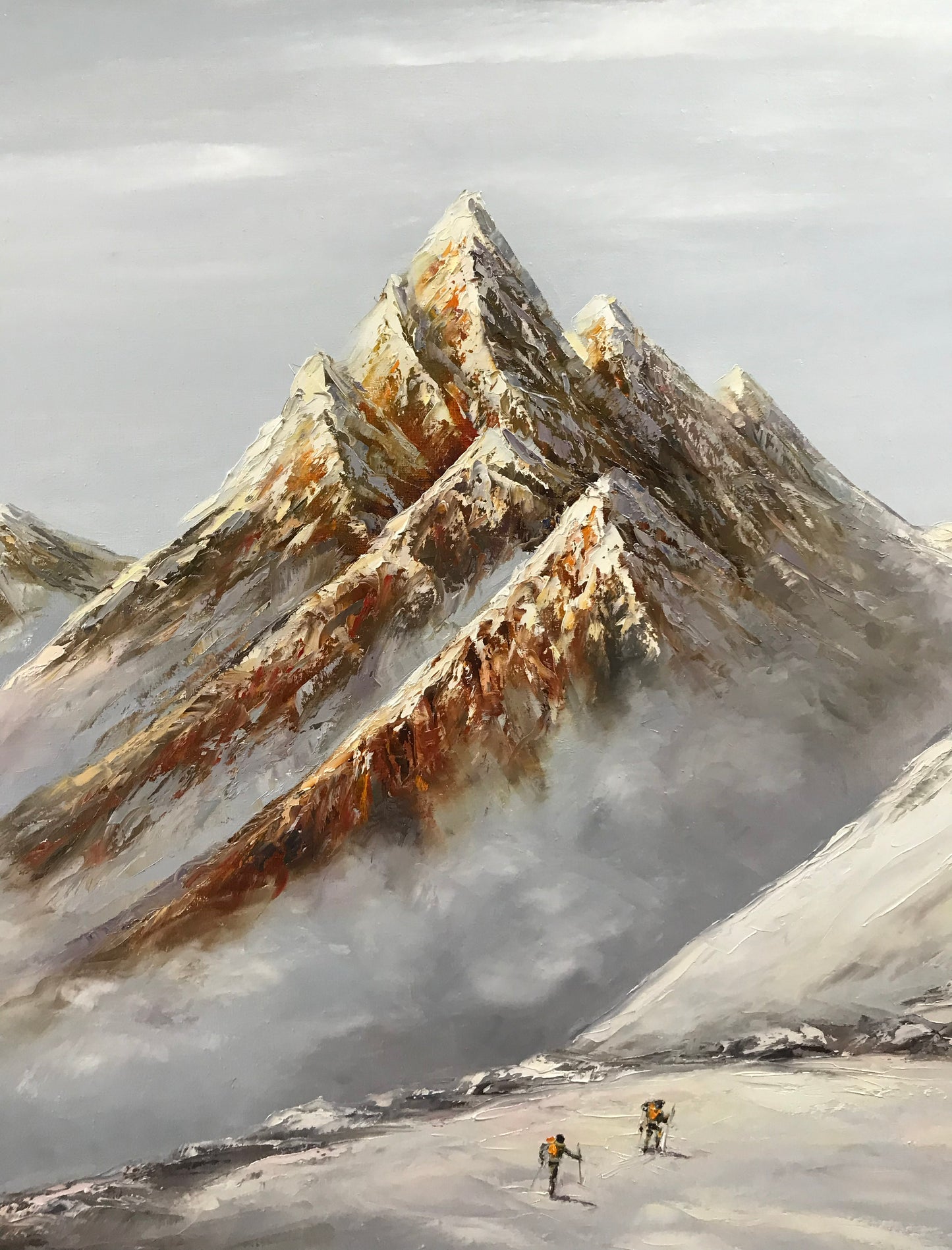 Snowy Mountain Landscape Oil Painting Original Mountainscape Wall Art Rocky Mountains Painting on Canvas