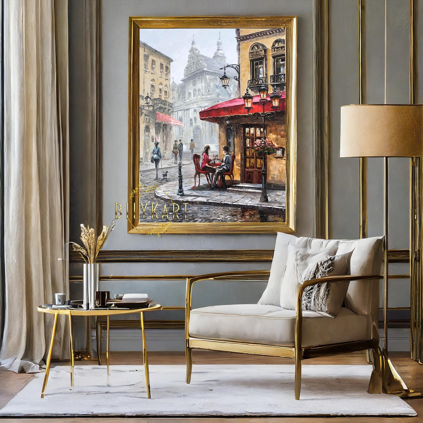 French Cafe Oil Painting Original Parisian Street Scenes Paintings Emily in Paris Art Old Town Painting Paris French Gift