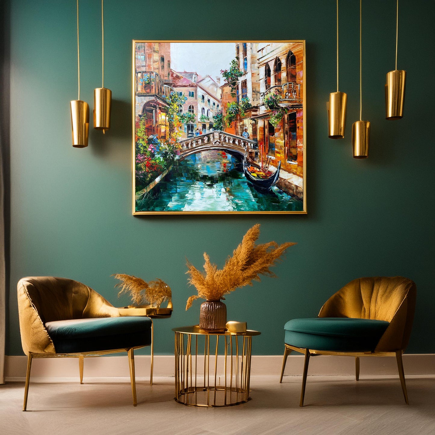 Venice Canal Oil Painting Original Italy Painting Venetian Art Venice Italy Artwork Venice Painting