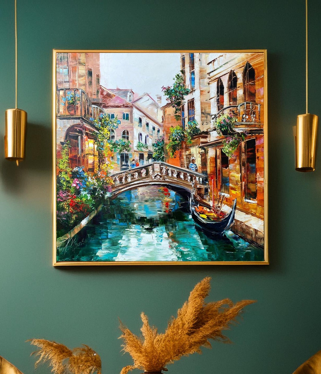 Venice Canal Oil Painting Original Italy Painting Venetian Art Venice Italy Artwork Venice Painting