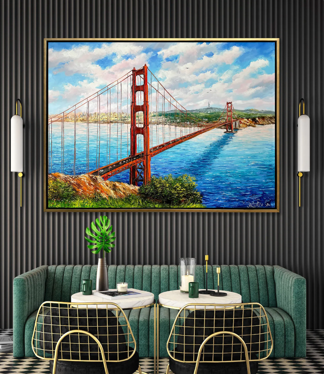 Golden Gate Bridge Oil Painting, San Francisco Wall Art, SF California Wall Decor, 30x40 San Francisco Bridge Painting on Canvas