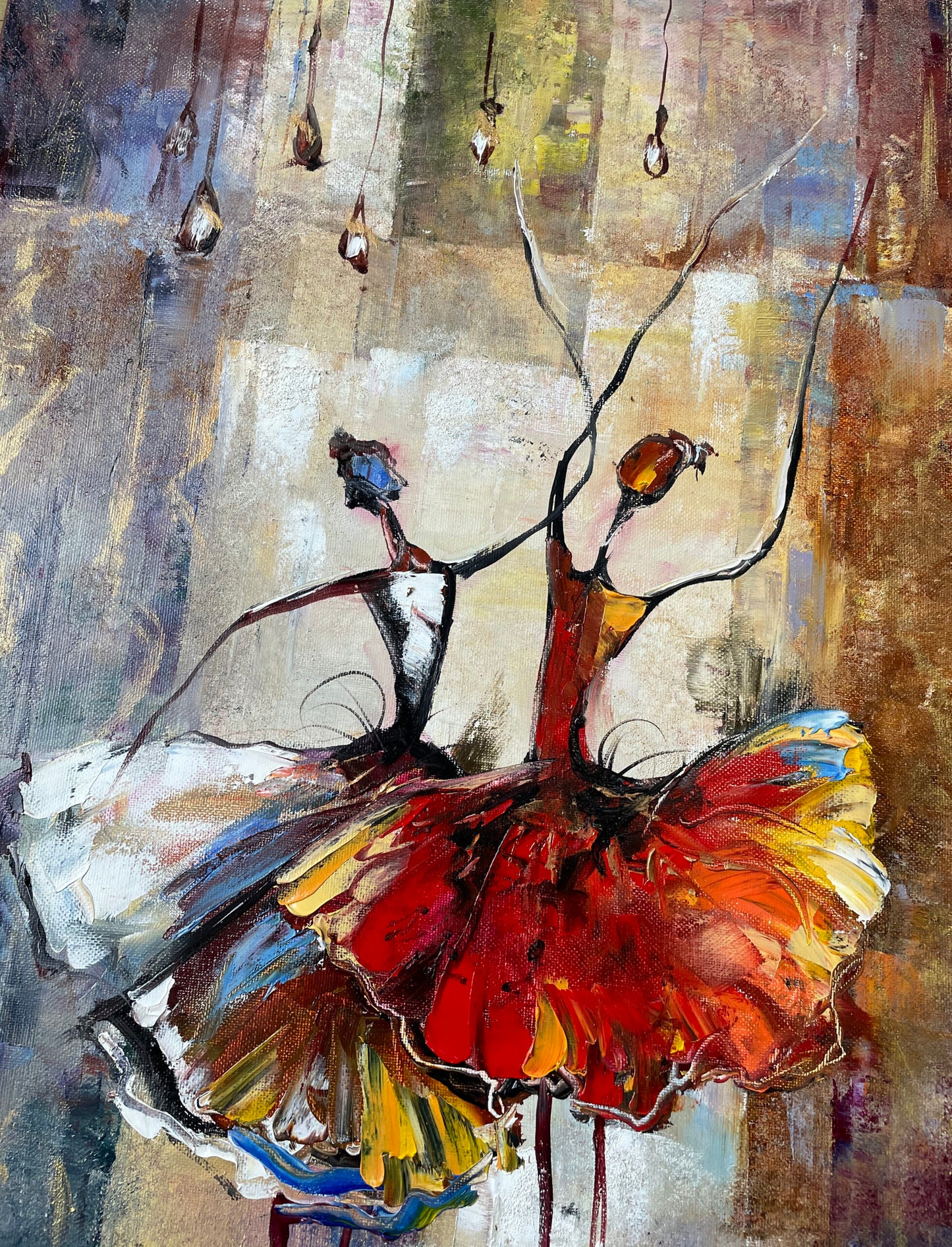 Large Ballerina Oil Painting Original Ballet Wall Decor Dancing Ballerinas Painting Dancer Art