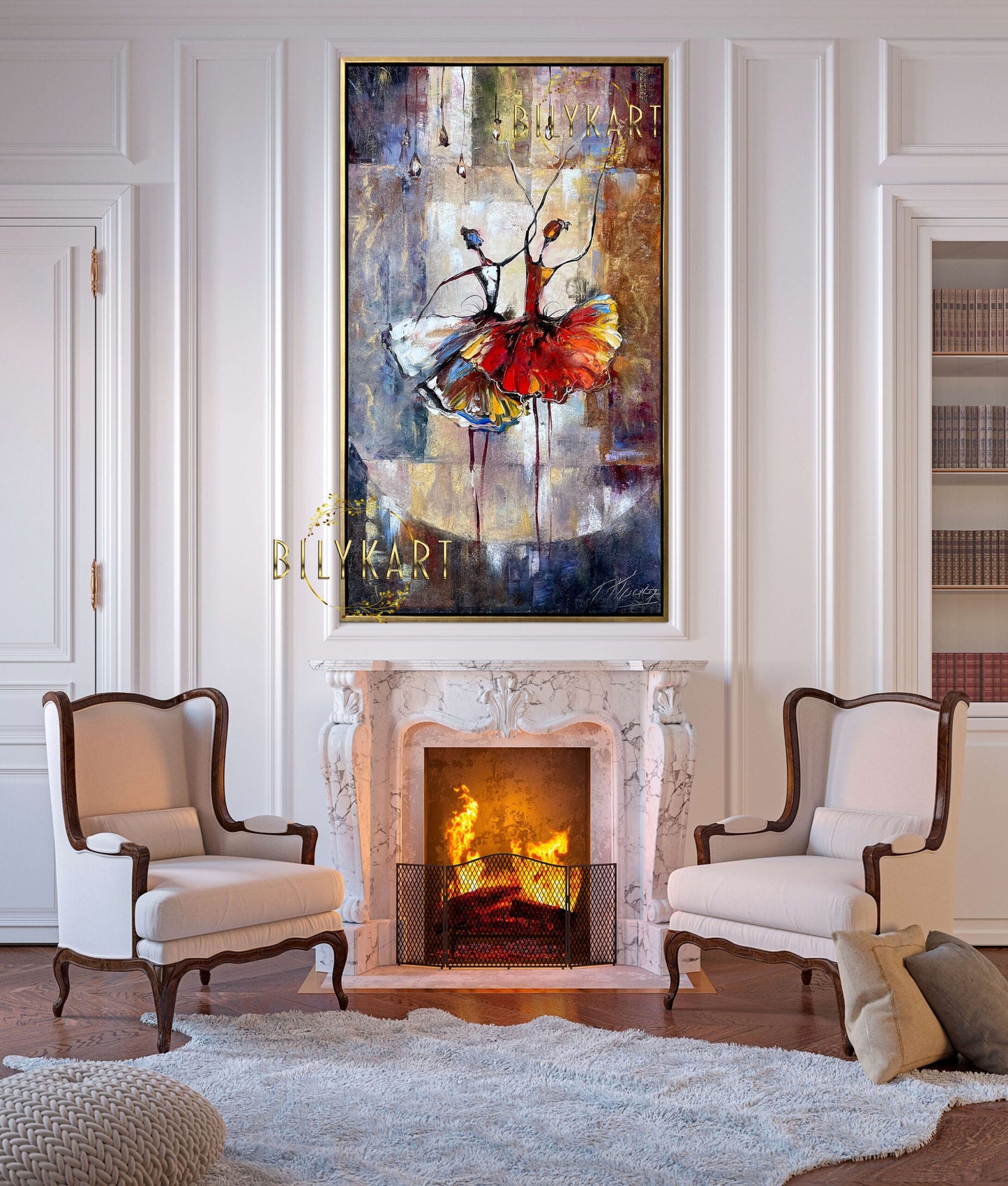 Large Ballerina Oil Painting Original Ballet Wall Decor Dancing Ballerinas Painting Dancer Art