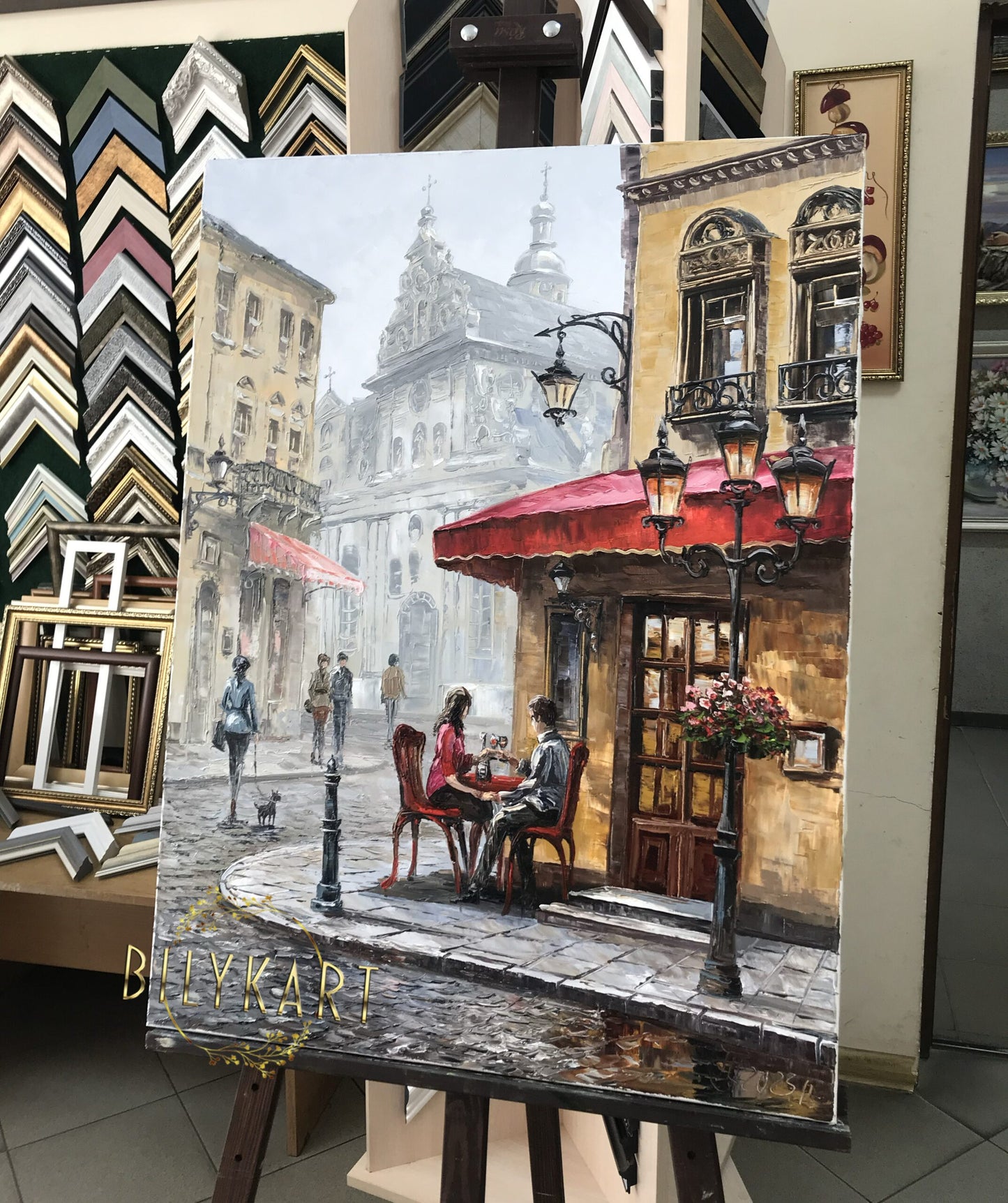 French Cafe Oil Painting Original Parisian Street Scenes Paintings Emily in Paris Art Old Town Painting Paris French Gift
