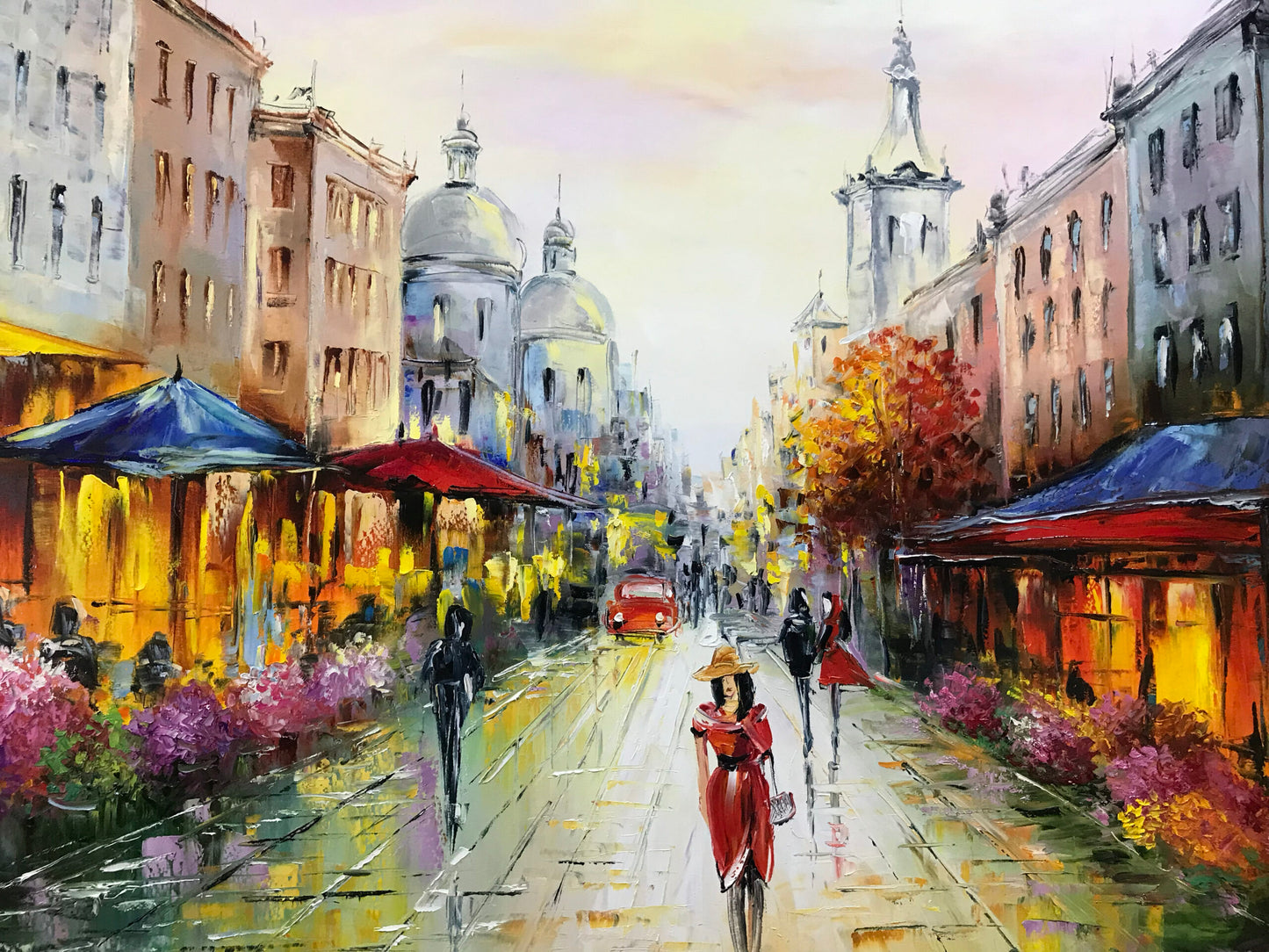 French Street Scene Oil Painting Original Paris Street Cafe Paintings Emily in Paris Wall Art Large French Bistro Painting Paris Art Gift