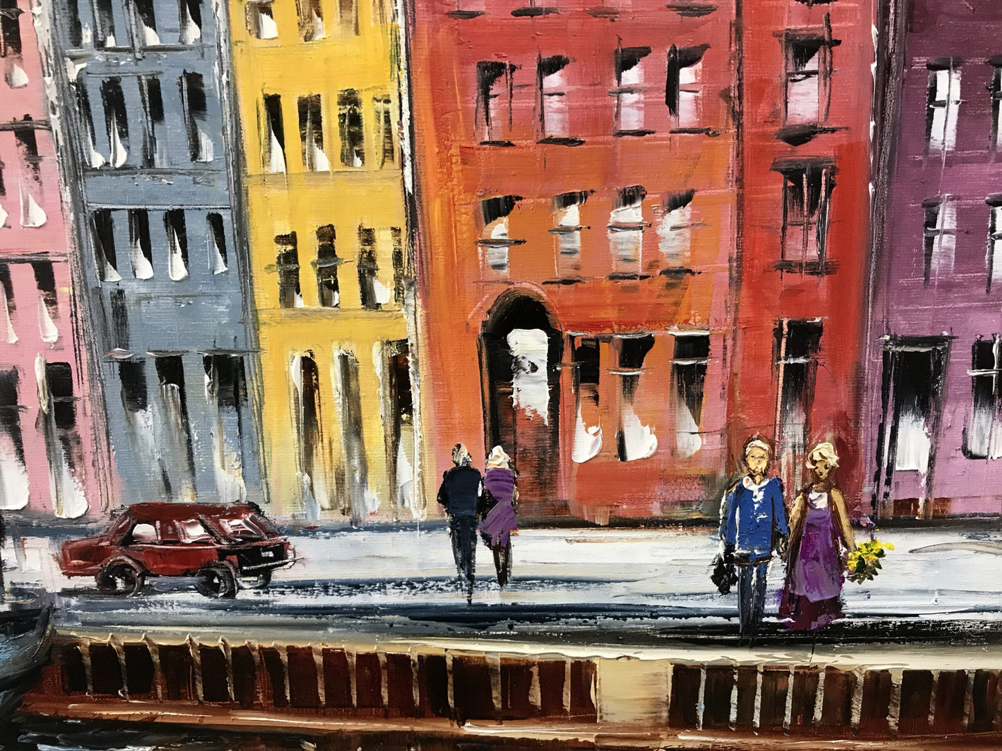 Colorful Copenhagen Painting on Canvas Nyhavn in Denmark Original Oil Painting Yacht Wall Art Denmark Gift Copenhagen Harbour Wall Art