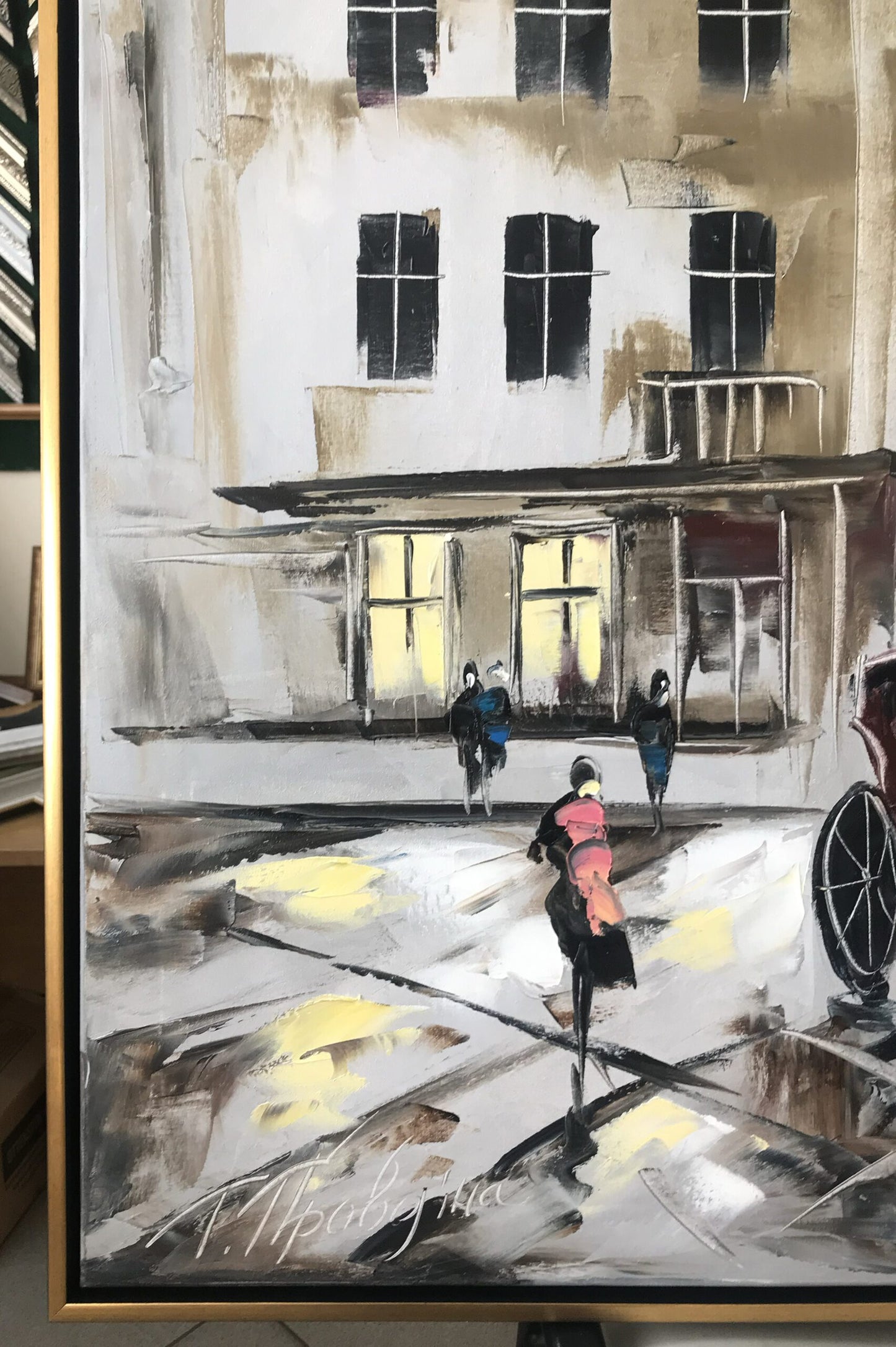 Abstract Cityscape Painting on Canvas Europe Street Scene Oil Painting European Decor Parisian Old Town Framed Art Europe Travel Gifts