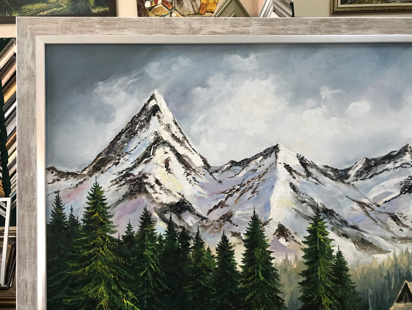 Colorado Mountain Painting on Canvas Emerald Lake Painting Snowy Mountain Wall Art Mountains Landscape Oil Painting Framed Nature Art