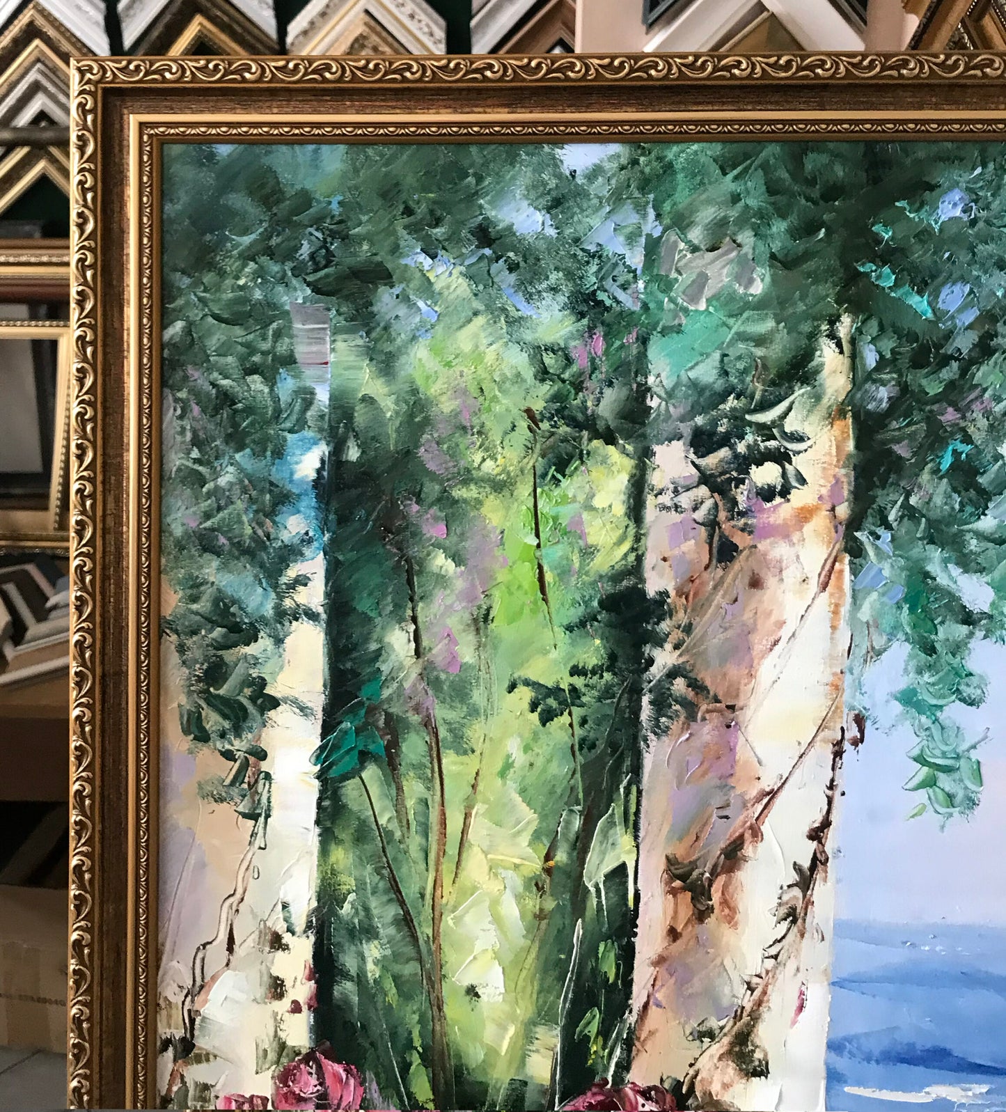 Positano Coast Oil Painting Original Italian Landscape Art Flower Garden Artwork Italy Painting on Canvas Italy Wall Art Amalfi Coast Painting