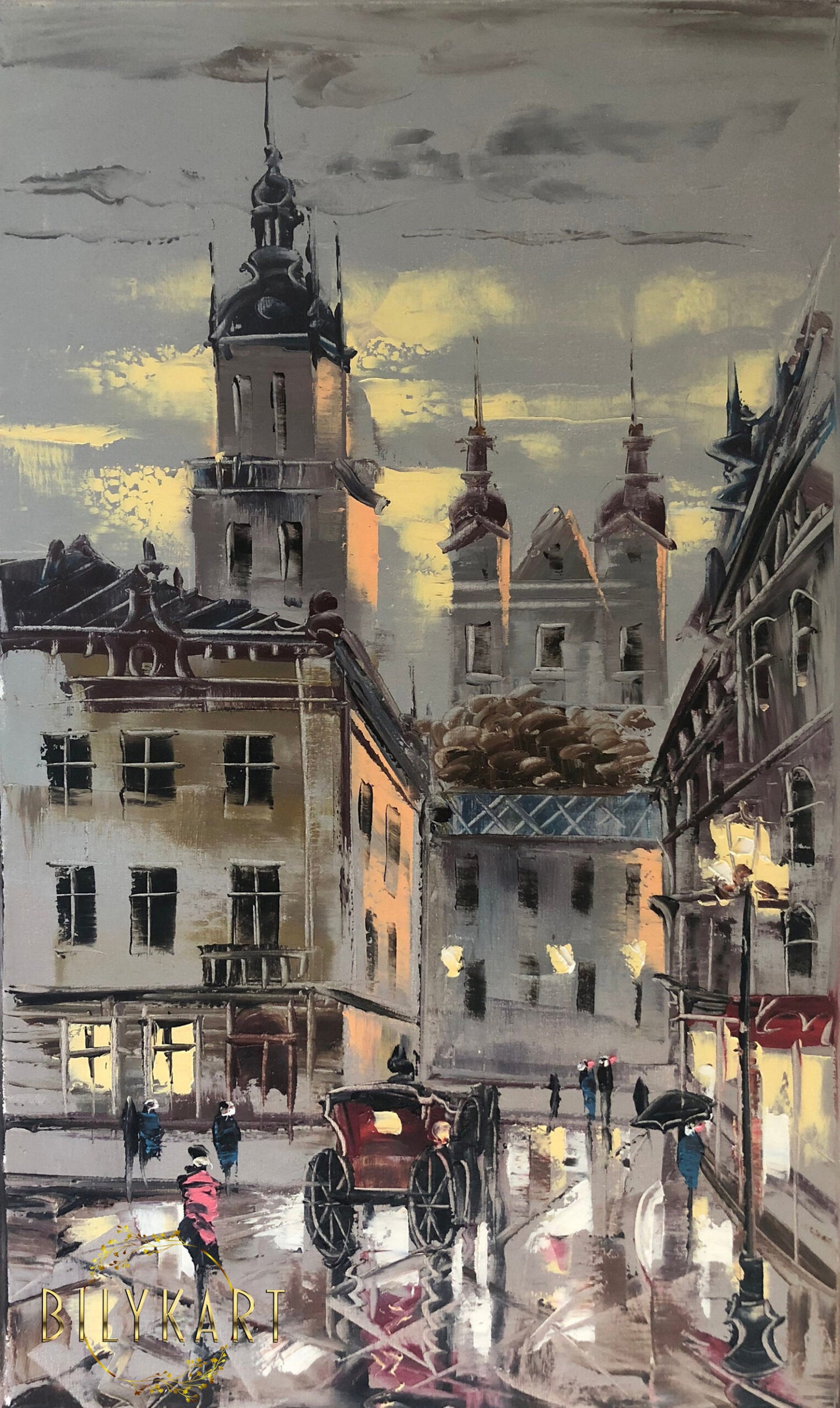 Abstract Cityscape Painting on Canvas Europe Street Scene Oil Painting European Decor Parisian Old Town Framed Art Europe Travel Gifts