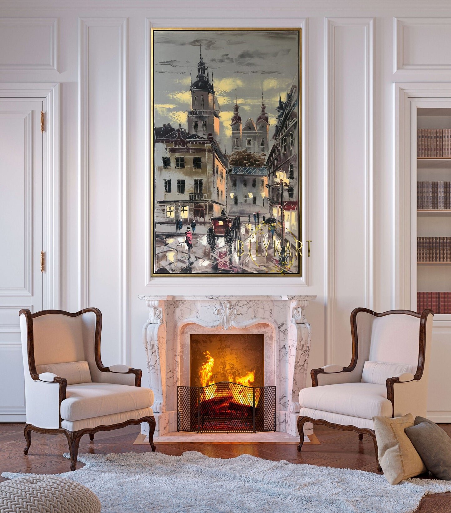 Abstract Cityscape Painting on Canvas Europe Street Scene Oil Painting European Decor Parisian Old Town Framed Art Europe Travel Gifts