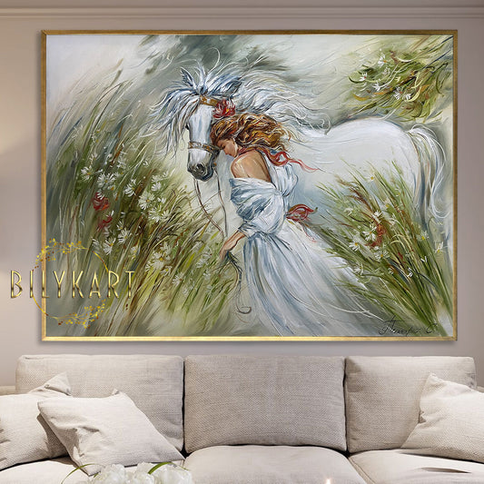 horse and girl painting