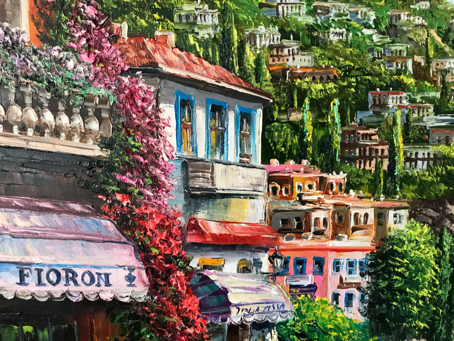 Capri Italy Canvas Paintings for Sale Famous Italian Landscape Oil Painting Amalfi Coast Framed Wall Art Italy Coast Towns Artwork
