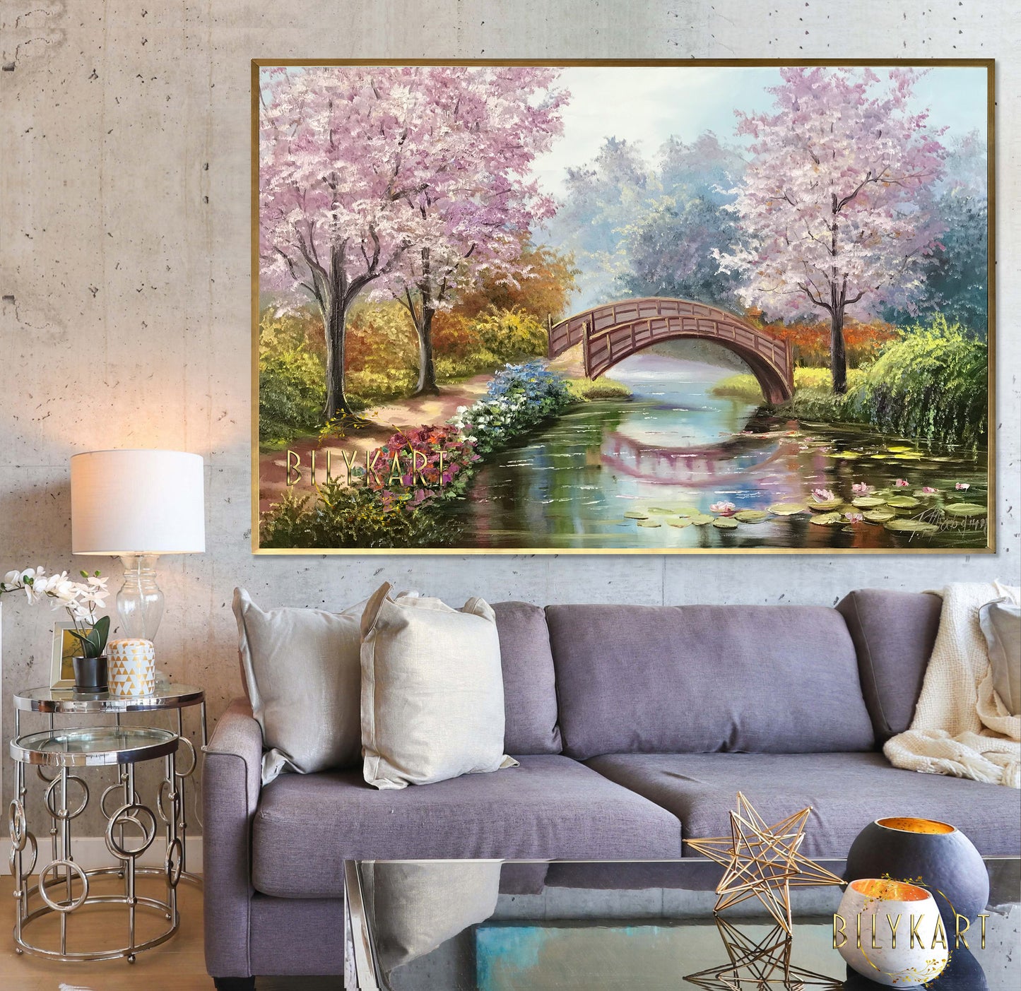 Japanese Bridge Oil Painting by BilykArt