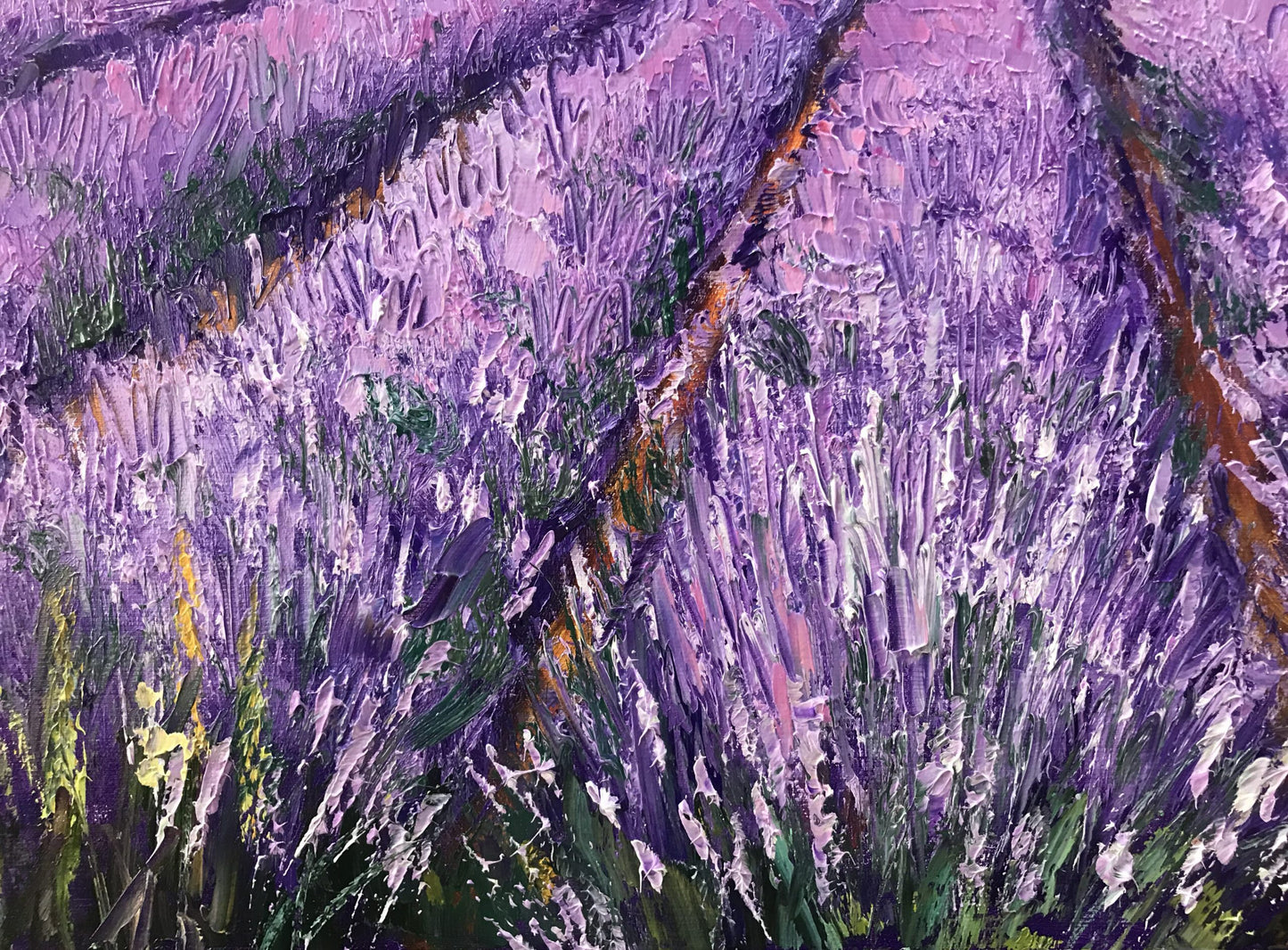 Lavender Field Oil Painting Original Italy Countryside Paintings Italian Landscape Wall Art Tuscany Painting Framed Tuscan House Painting on Canvas