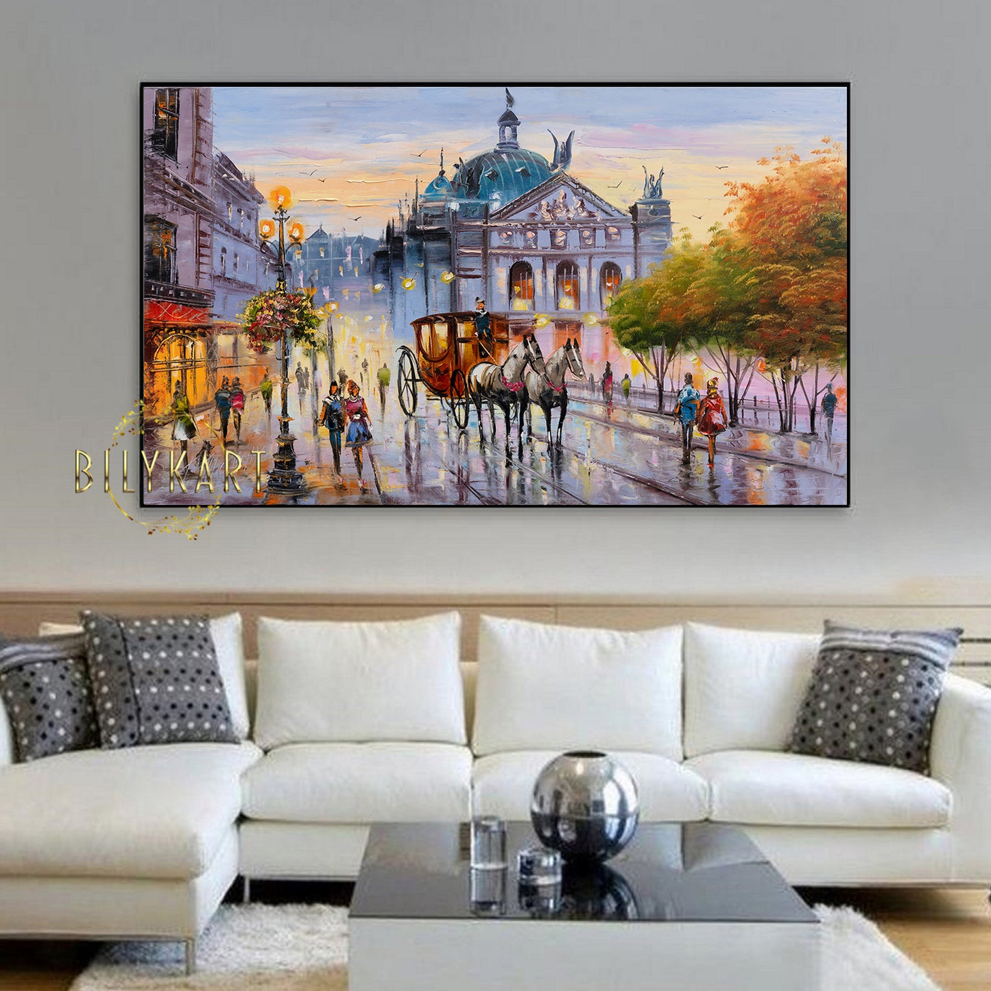 Large European City Landscape Painting on Canvas Europe City Street Scene Oil Painting Original Ukraine Lviv Wall Art Old Town Painting