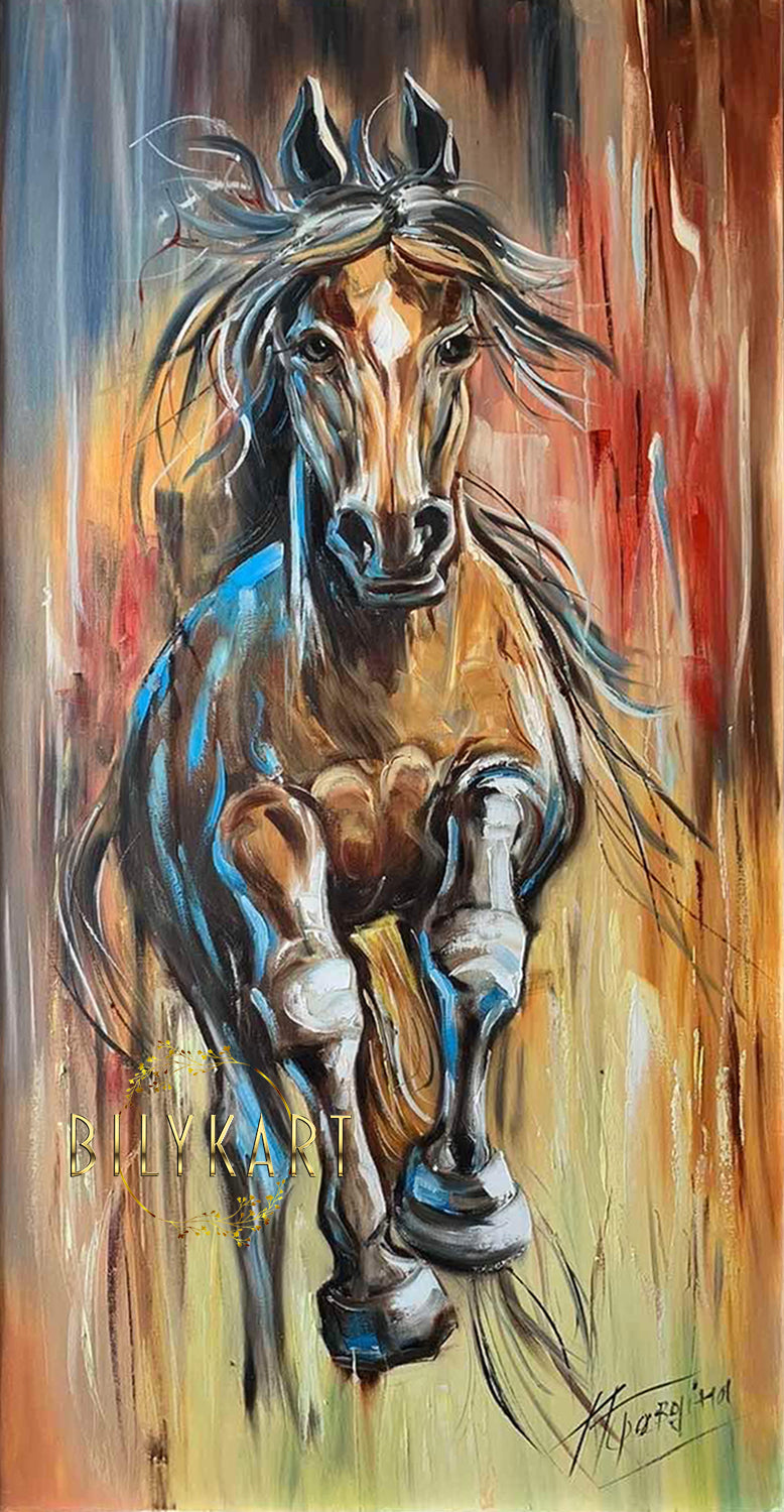 Extra Large Abstract Horse Oil painting on Canvas Running Horse Wall Decor Western Oil Paintings Horse Lover Gifts for Home