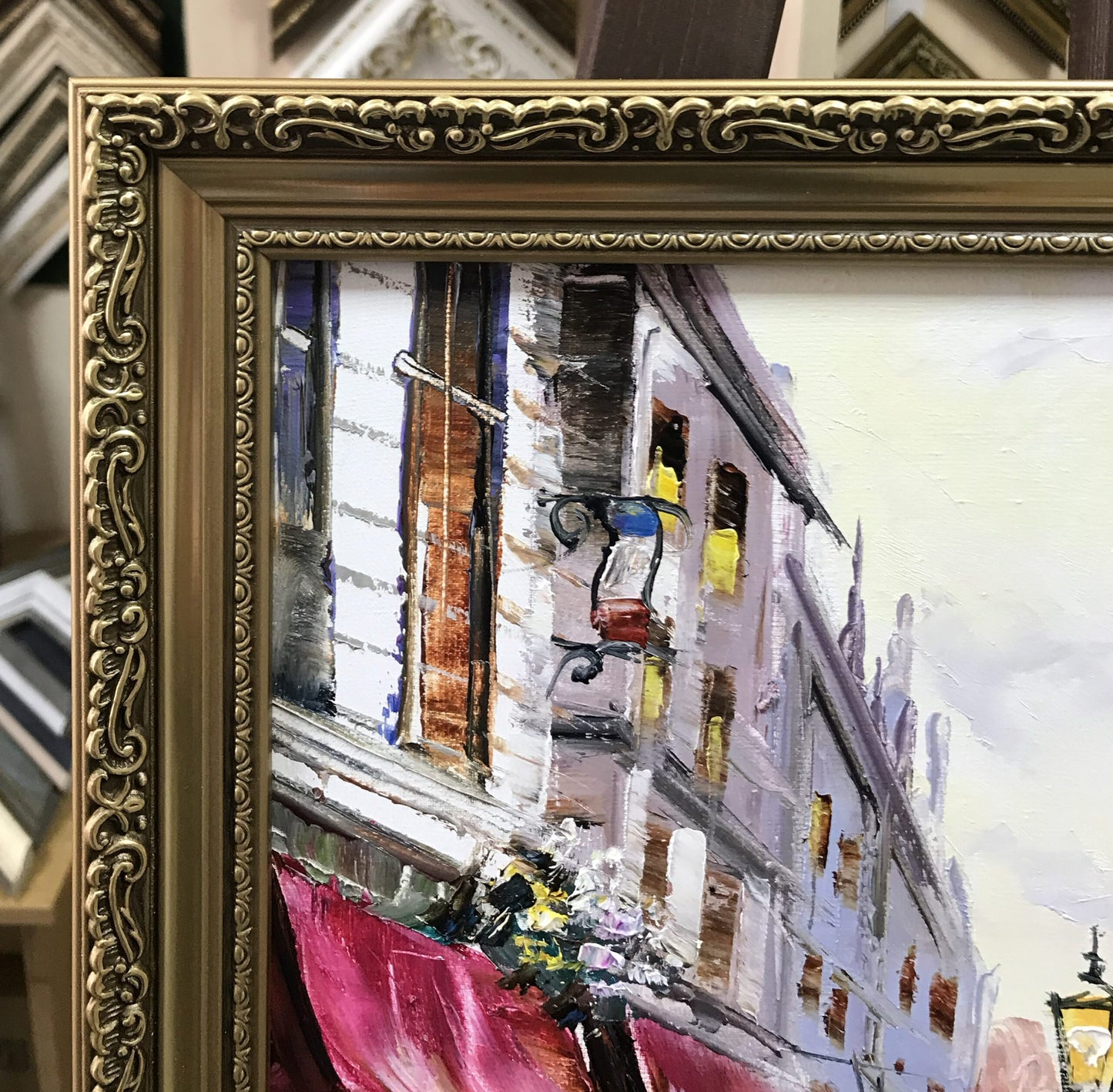 Rainy Day in Paris Painting on Canvas Big Paris Wall Art Parisian Cafe Painting Original Large Parisian Street Scene Oil Painting