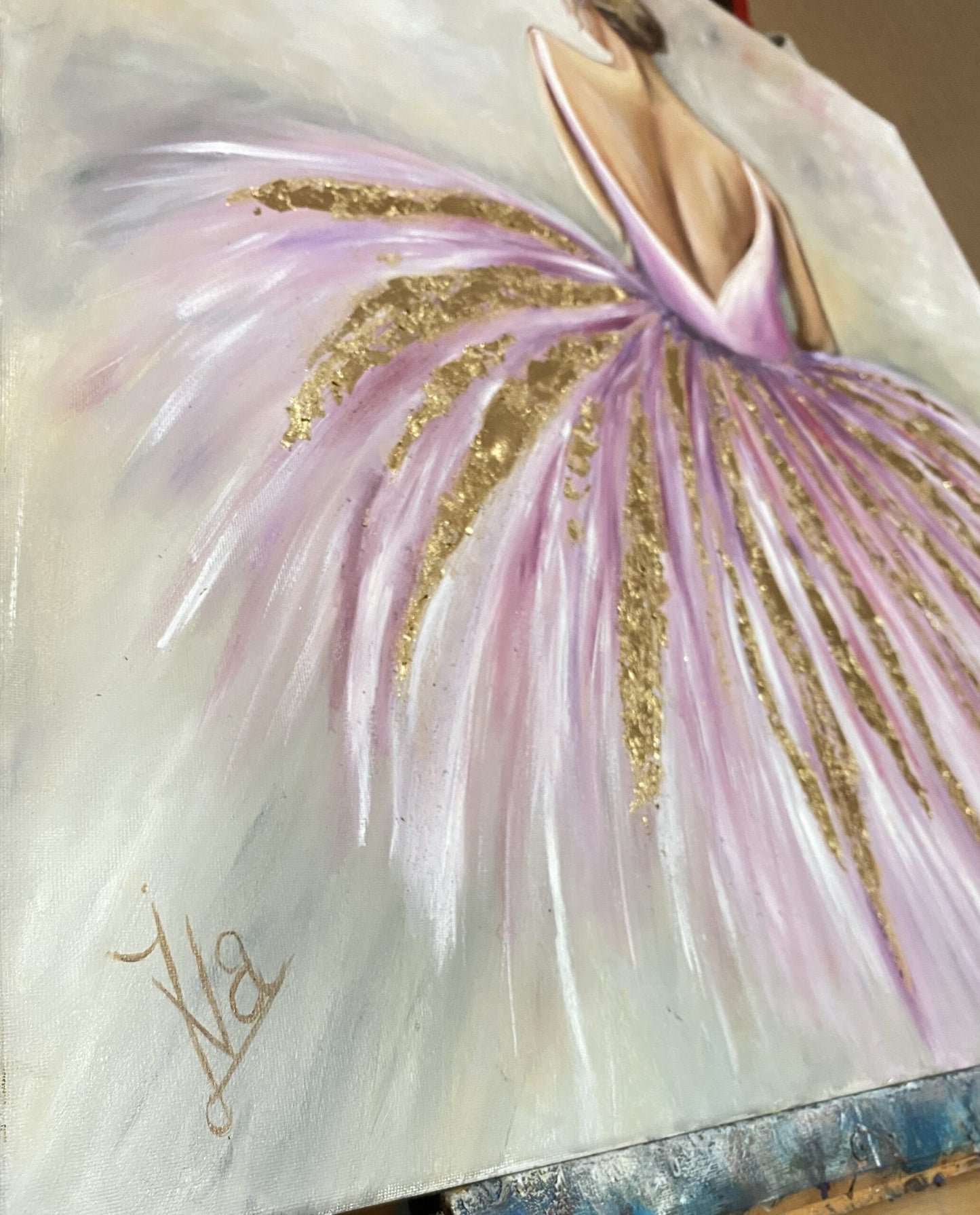 Pink and Gold Ballerina Painting on Canvas Ballerina Wall Decor For Girl Ballet Dancer Oil Painting