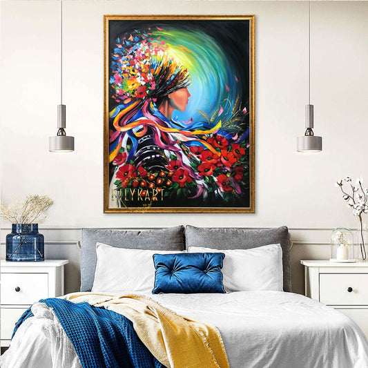 Ukrainian Woman Oil Painting Original Ukrainian Girl Painting on Canvas Ukraine Traditional Art Decor Ukrainian Artists Paintings Colorful Folk Art