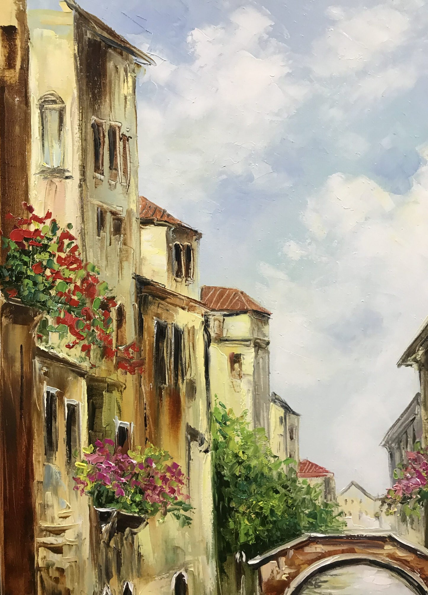 Large Venetian Oil Painting Original Venice Italy Wall Art Italy Cityscape Paintings on Canvas Oversized Venice Canal Art